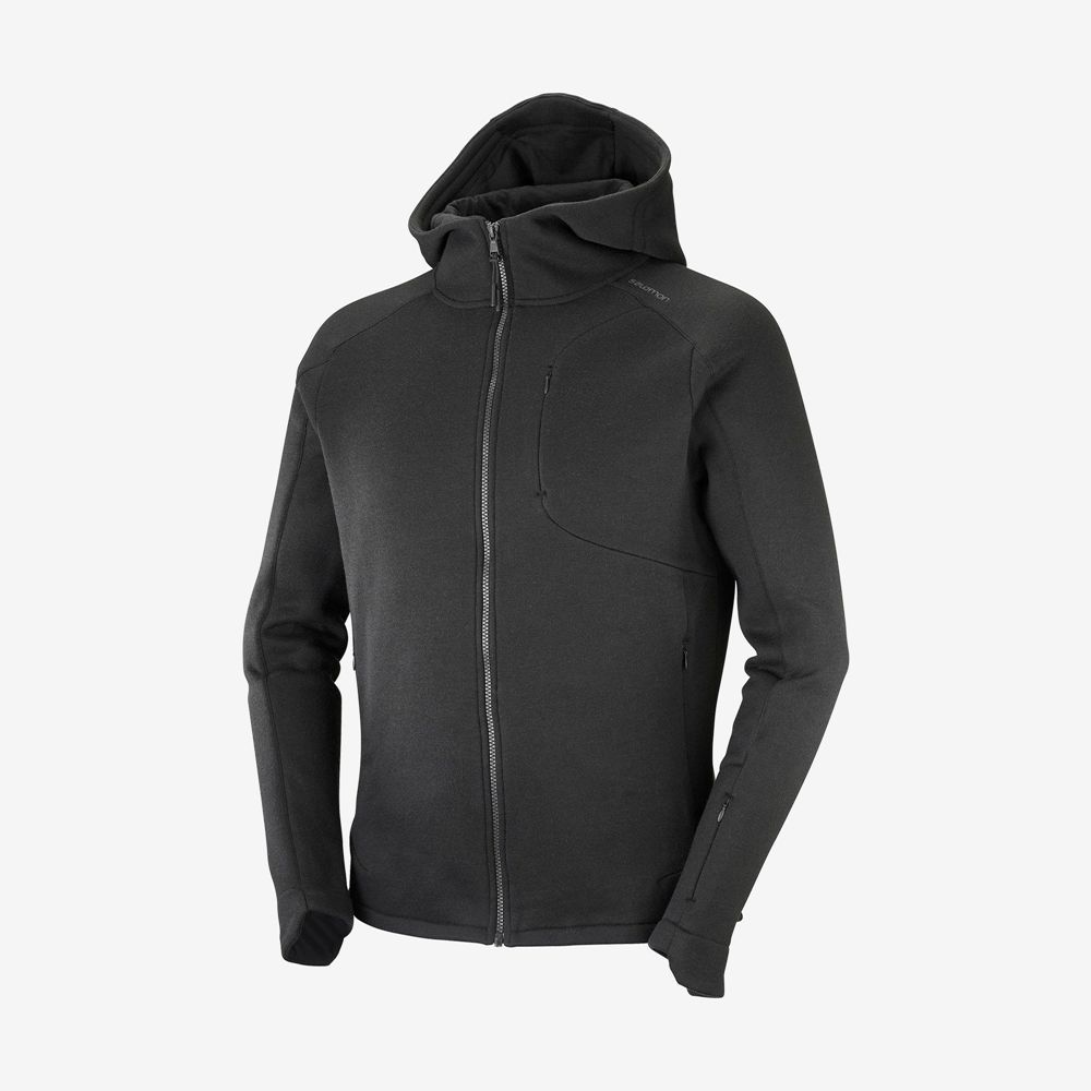 Salomon Singapore Mens Midlayers - OUTLIFE TECH LS FZ MID HOODIE M Black | 15302-EDPR